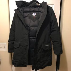 Black Canada Goose Trillium Parka in Small Fusion